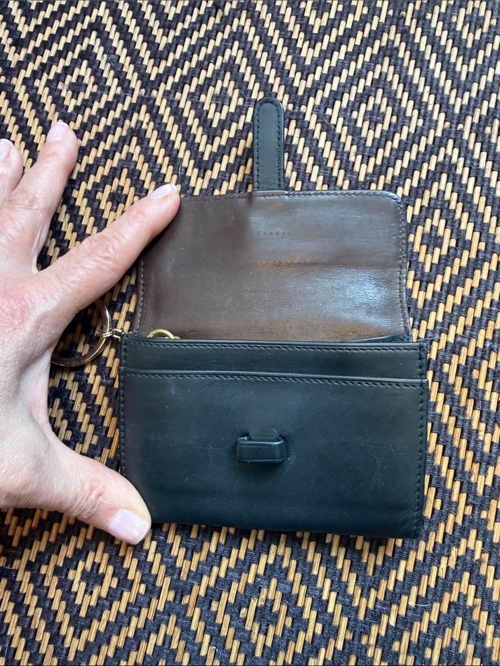Vintage Coach blk and mahogany courier multi function case wallet keychain ITALY - Picture 5 of 13